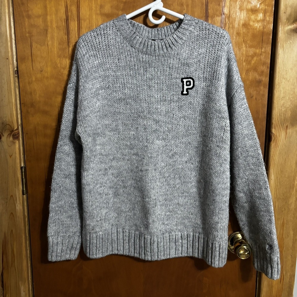PINK Victoria's Secret Varsity Sweater Women's Medium Gray